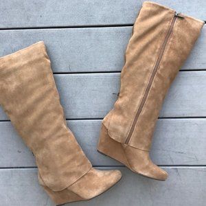 Jessica Simpson "Rallie" Suede Wedge Boot Tan
